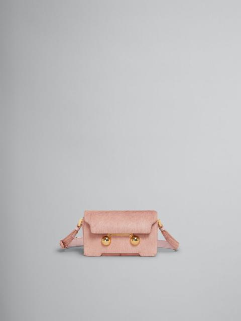 Marni LIGHT PINK LONG HAIR CALFSKIN TRUNKAROO MINI SHOULDER BAG