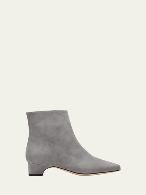 Manolo Blahnik Tolarc Suede Zip Ankle Booties