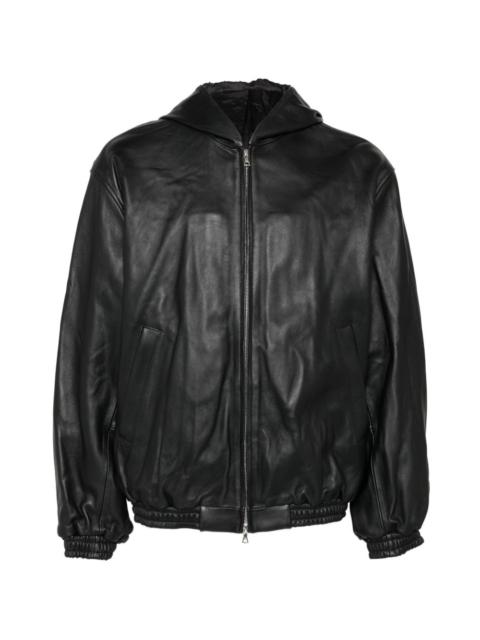ssstein lamb leather hood jacket