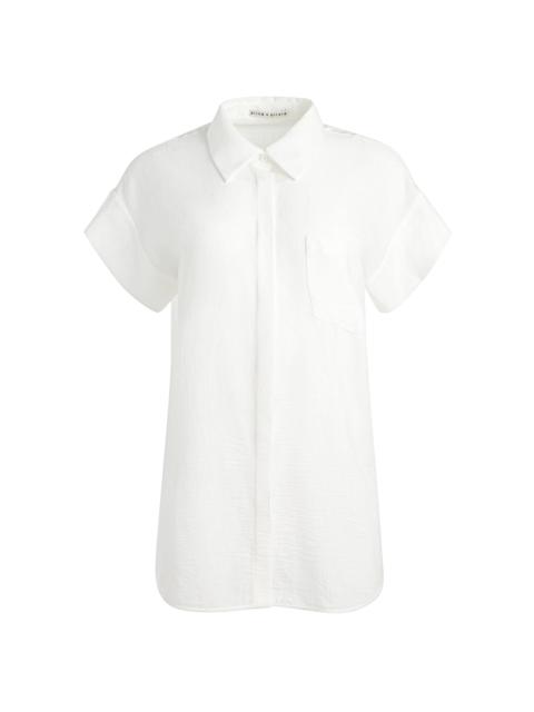 Alice + Olivia FINELY SHORT SLEEVE BUTTON DOWN