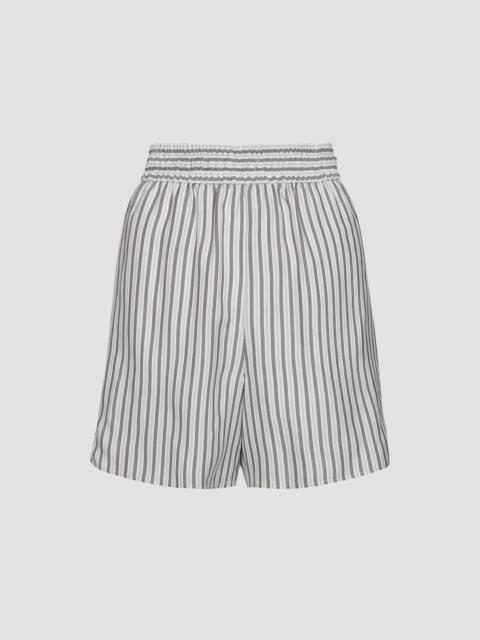 TWP Women's His Trunks Striped Silk Shorts - Ivory Turkish Coffee