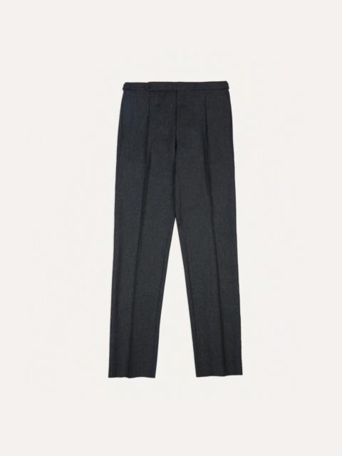 Drake's Grey Wool Flannel Single Pleat Trouser
