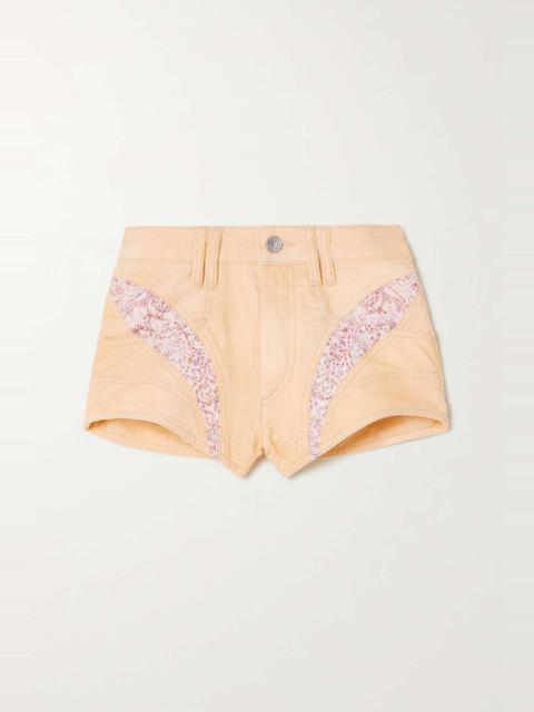 Isabel Marant Neida patchwork embroidered denim mini shorts