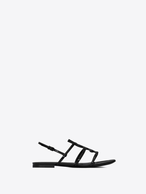 cassandra open sandals with black monogram in patent leather