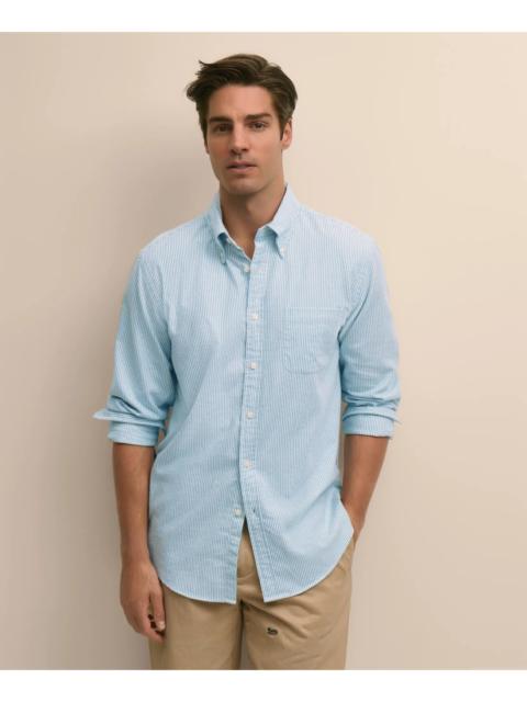 Brooks Brothers Portuguese Flannel Button Down Collar, Candy Stripe Shirt