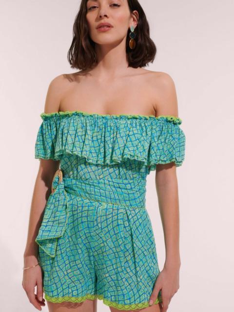 Poupette St Barth Short Jumpsuit Bella - Sky Abori
