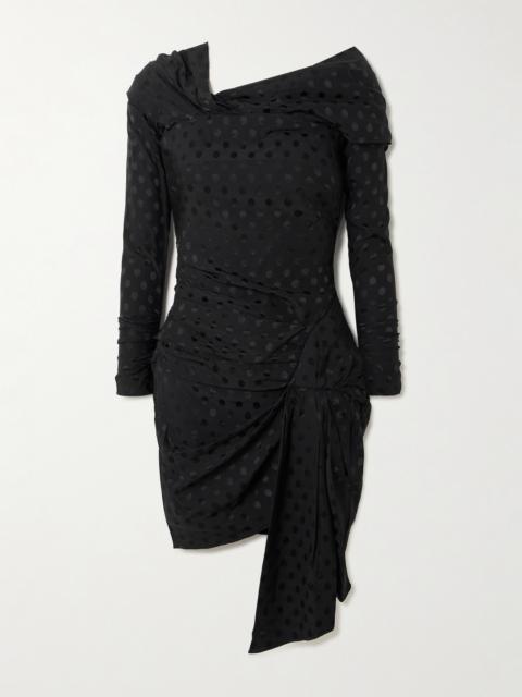 Isabel Marant Asymmetric Draped Polka-dot Stretch-silk Dress
