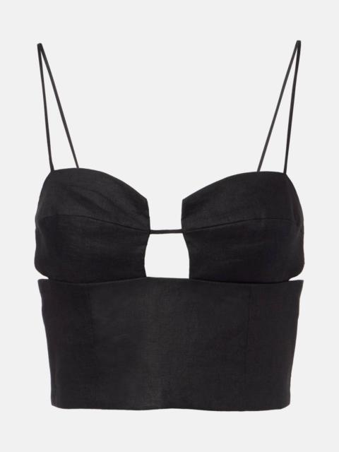CALA de la CRUZ Imperia cutout linen crop top