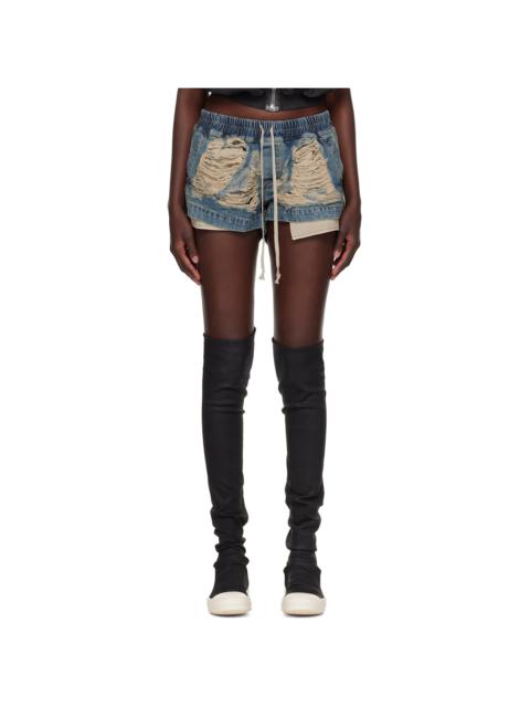 Rick Owens DRKSHDW Blue Tower Fog Boxers Denim Shorts