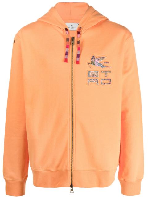 Etro logo-debossed zip-up hoodie