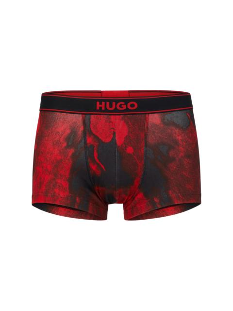 HUGO STRETCH-COTTON REGULAR-RISE TRUNKS WITH SEASONAL PRINT