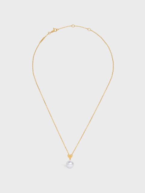 CELINE Coeur Celine Necklace in Brass with Gold Finish and Glass Pearl