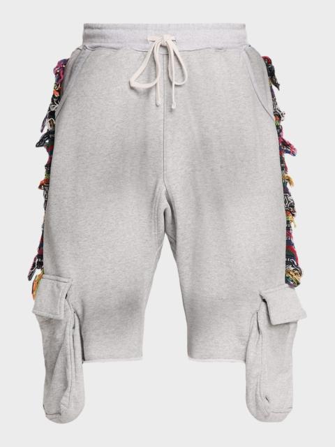 ALCHEMIST Men's Victory Cotton Fringe-Trim Drawstring Cargo Shorts
