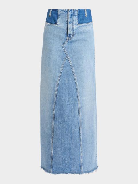 MM6 Maison Margiela Two-Tone Denim Maxi Skirt