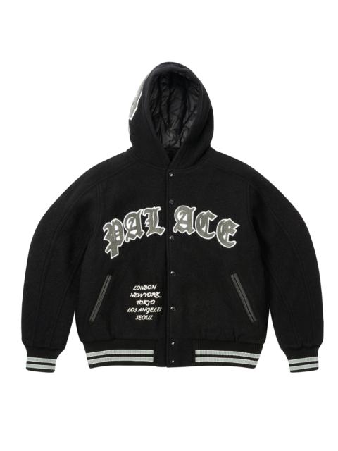 PALACE HOODED VARSITY JACKET BLACK