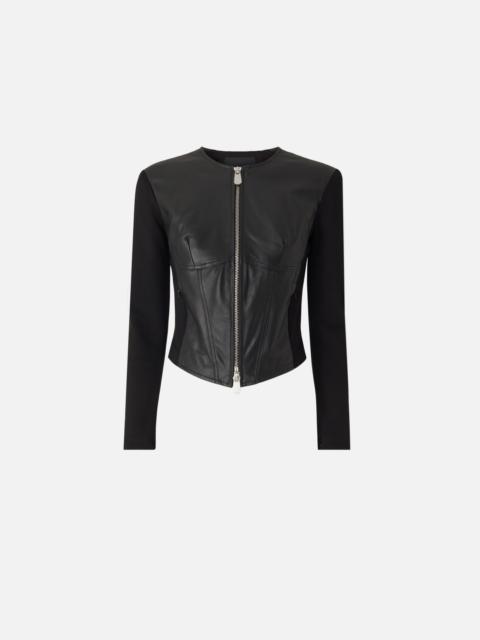 PINKO LEATHER BUSTIER JACKET WITH ZIP