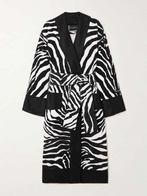 Dolce & Gabbana Belted zebra-print cotton-terry robe Zebra print