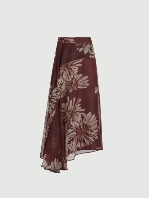 Brunello Cucinelli Bloom print silk organza fluid skirt