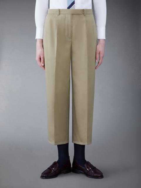 pleated cropped cotton trousers