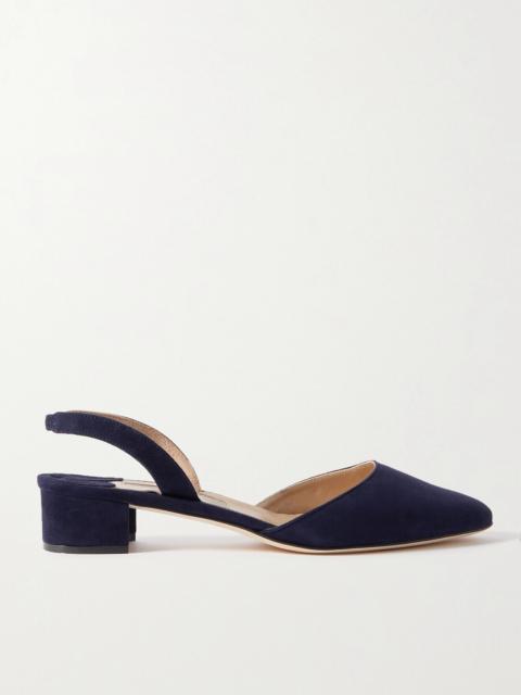 Manolo Blahnik Aspro 30 Suede Slingback Point-toe Pumps