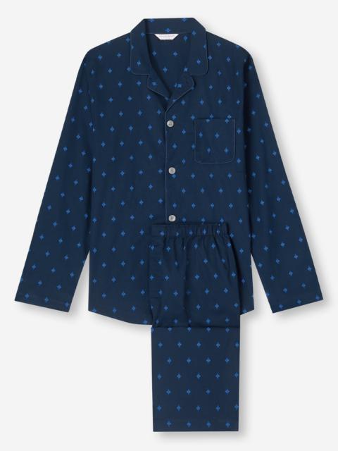 Derek Rose Nelson Paisley Cotton Modern Fit Pyjama Set - Navy