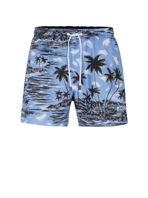 BOSS SEASONAL-PRINT SWIM SHORTS IN QUICK-DRYING FABRIC