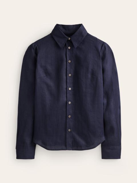 BODEN Sienna Linen Shirt-Navy