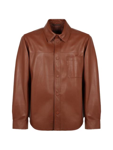 SLOWEAR button front leather shirt