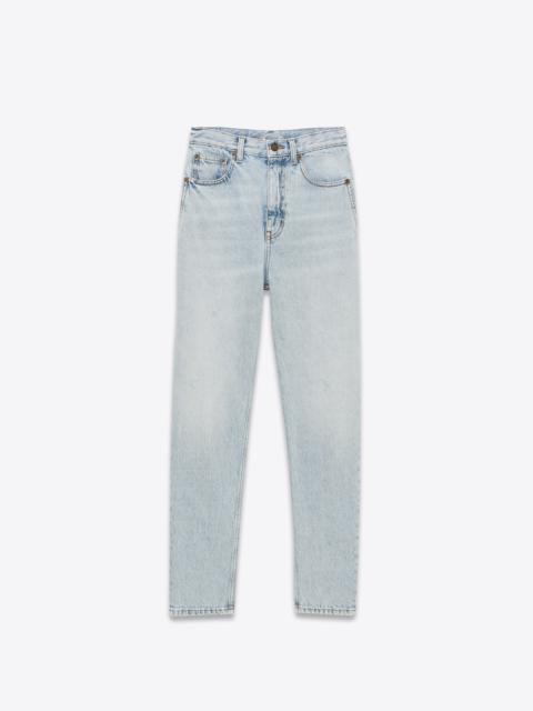 SAINT LAURENT 80's cropped jeans in light caribbean blue denim