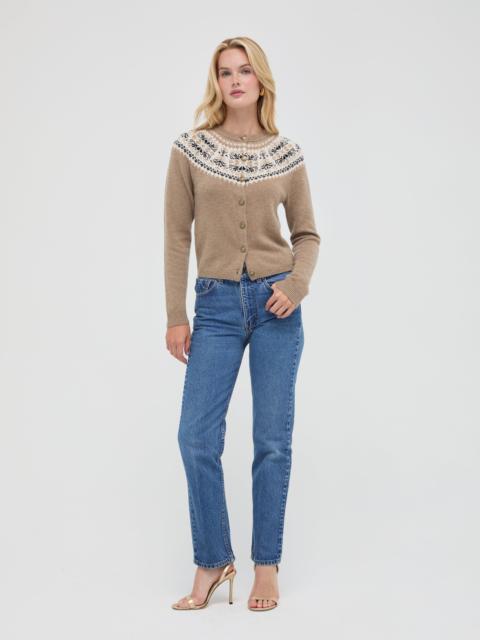 Hill House Home The Sonnet Cardigan - Thistle Fair Isle Taupe Marl