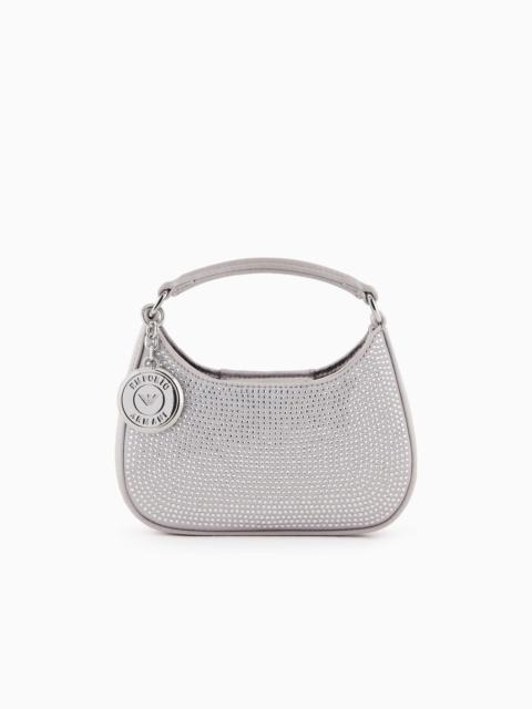 EMPORIO ARMANI Satin hobo mini bag with rhinestones