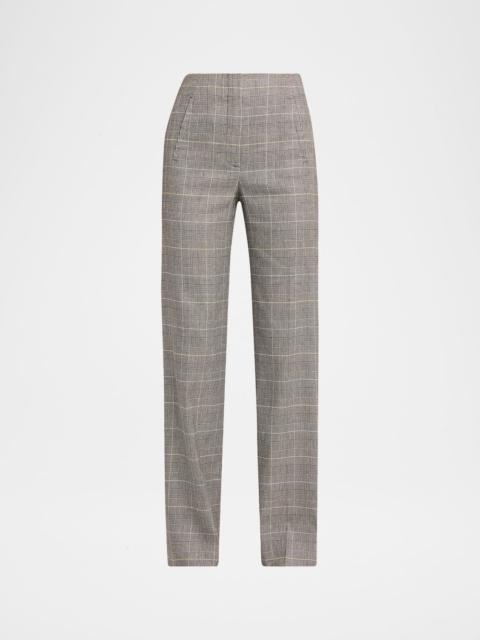 VERONICA BEARD Jude Plaid Linen-Blend Pants