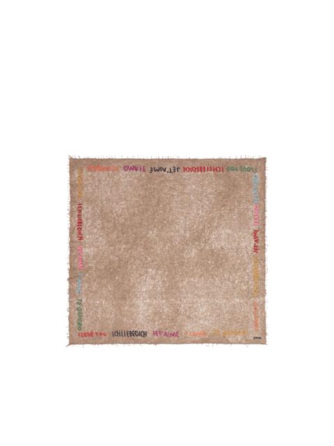 Faliero Sarti Little Te Quiero slogan-print frayed scarf