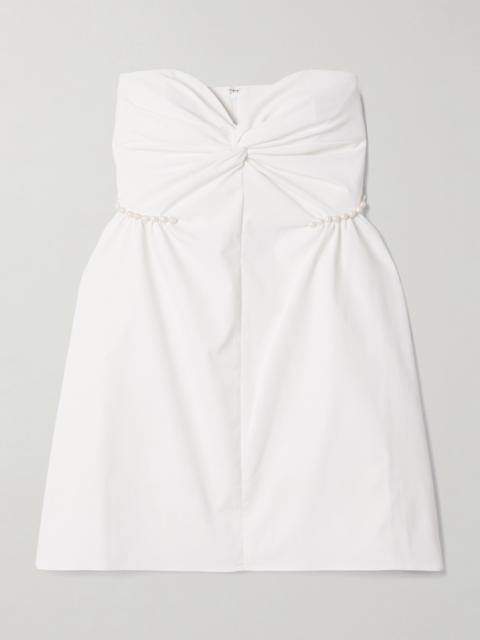 KIKA VARGAS Fiona Strapless Faux Pearl-embellished Twisted Twill Mini Dress