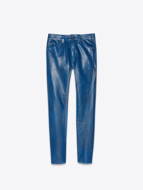 SAINT LAURENT skinny jeans in shiny blue vinyl denim