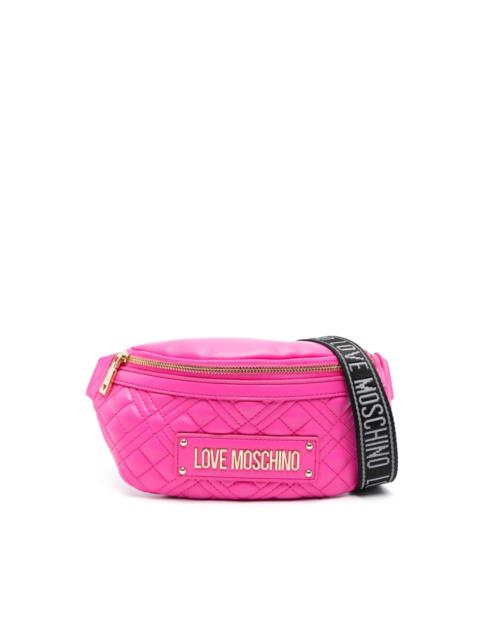 Moschino logo-lettering quilted belt bag