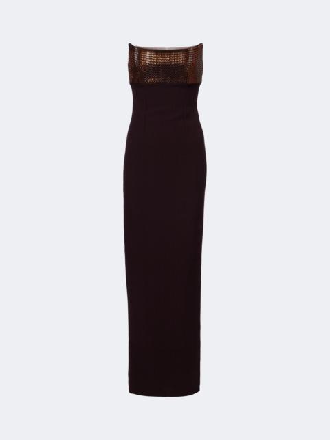 ROLAND MOURET Embellished paneled corset gown