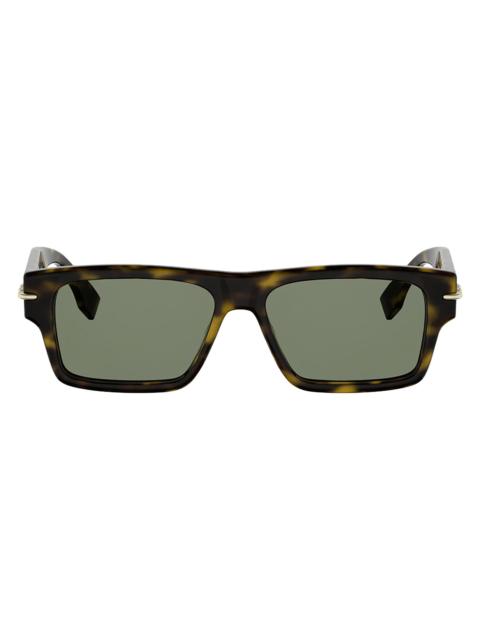 FENDI Men Selleria 54MM Rectangular Sunglasses - Dark Havana Green