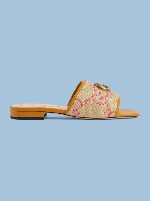 GUCCI Women's GG raffia effect slide