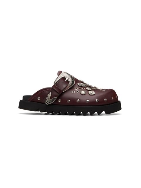 TOGA VIRILIS SSENSE Exclusive Burgundy Eyelet Metal Sabot Slip-on Loafers