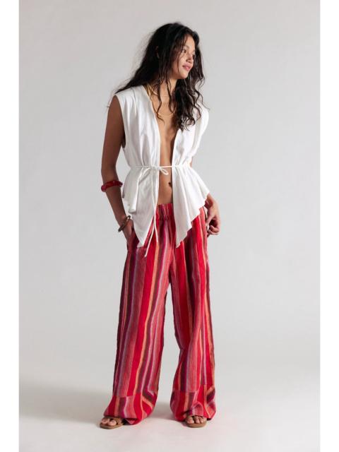 FREE PEOPLE Day's End Linen Striped Pull-On Pants