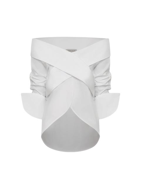 ANDRES OTALORA Un Sacramento Off-The-Shoulder Cotton-Poplin Top off-white