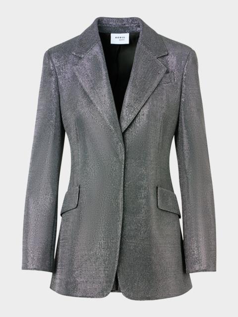 AKRIS Strass Single-Breasted Boyfriend Blazer