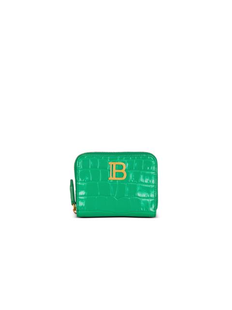 Balmain B-Buzz crocodile-print leather purse