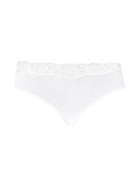 HANRO Lace Delight Fine Ribbed Cotton High Cut Brief