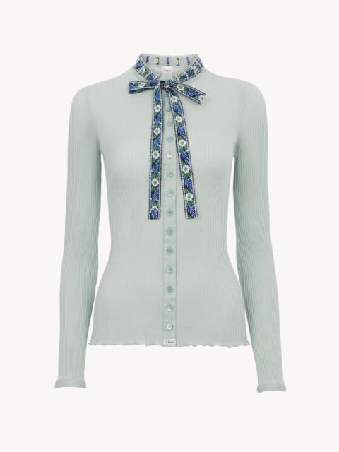 Chloé TIE-FRONT FITTED CARDIGAN IN COTTON