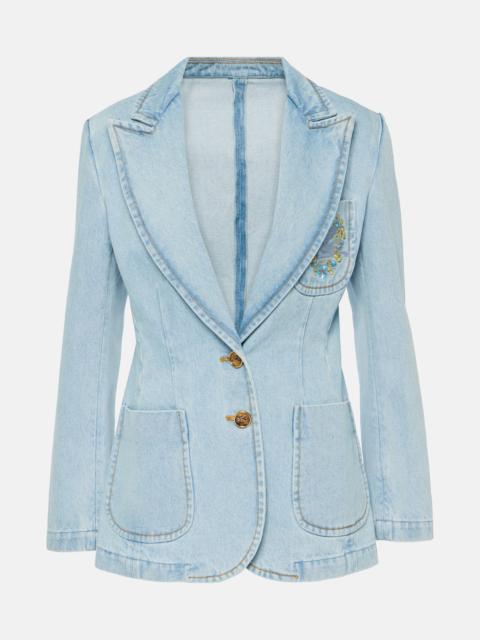 Etro Embroidered denim blazer