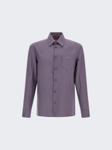 GUCCI Shirt With Metal Horsebit On Chest Pocket Wisteria