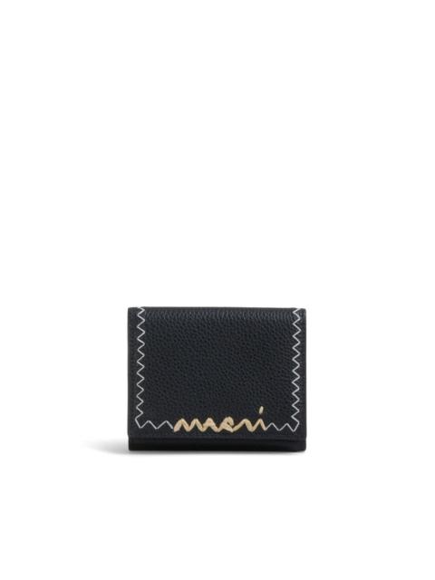Marni logo-embroidered leather wallet