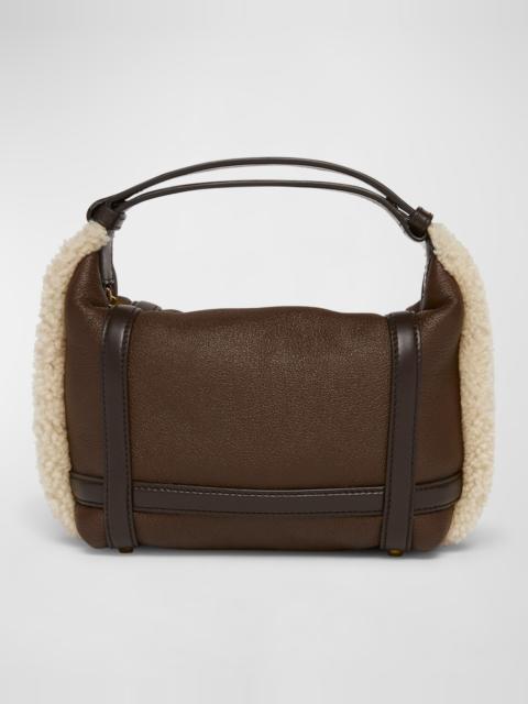 Bottega Veneta Wallace Mini Lamb Fur Top-Handle Bag